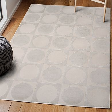 Helena Modern Geometric Circles In Squares High-low Area Rug