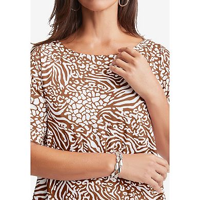 Jessica London Women's Plus Size Stretch Knit Boatneck Swing Tunic