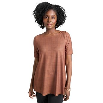 Jessica London Women's Plus Size Stretch Knit Boatneck Swing Tunic