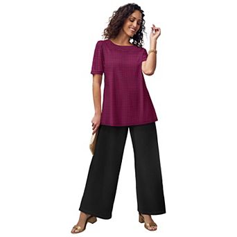 Jessica London Women's Plus Size Stretch Knit Boatneck Swing Tunic