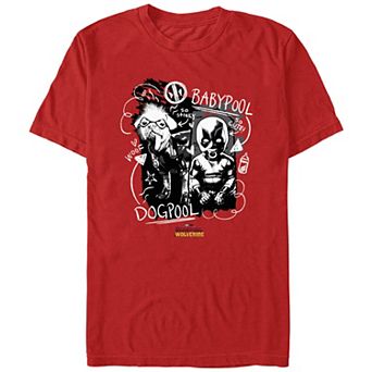 Men's Marvel Deadpool And Wolverine Dogpool And Babypool Graphic Tee