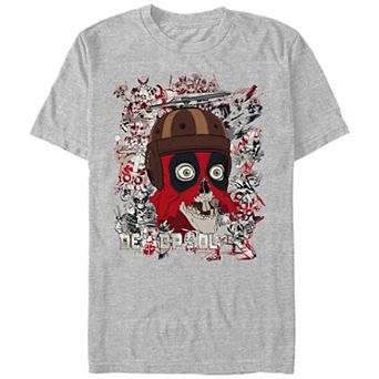 Men's Marvel Deadpool And Wolverine Headpool Action Poster Graphic Tee