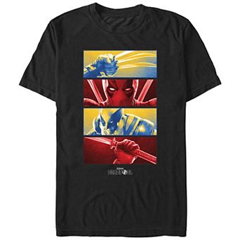 Men's Marvel Deadpool And Wolverine Close Ups Poster Graphic Tee