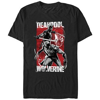 Men's Marvel Deadpool And Wolverine Red Poster Graphic Tee