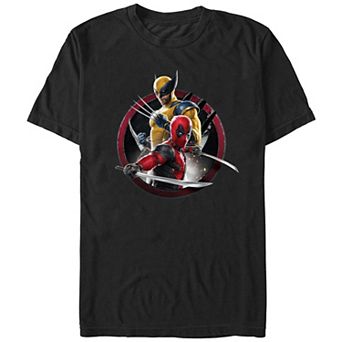 Men's Marvel Deadpool And Wolverine Duo Badge Graphic Tee