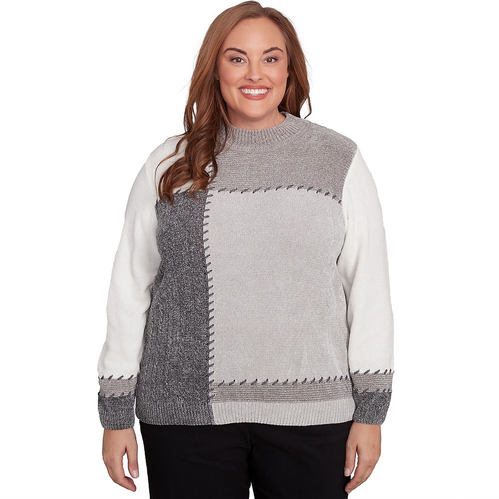 Plus Size Alfred Dunner Patchwork Knit Sweater