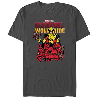 Men's Marvel Deadpool And Wolverine Deadpool Family Poster Graphic Tee