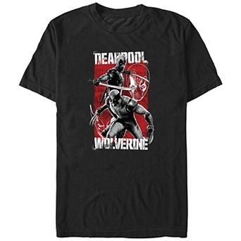 Men's Marvel Deadpool And Wolverine Red Poster Graphic Tee