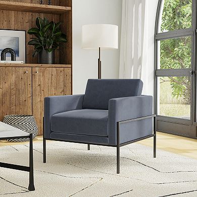 HomePop Faux Leather Metal Accent Chair