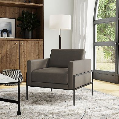 HomePop Faux Leather Metal Accent Chair