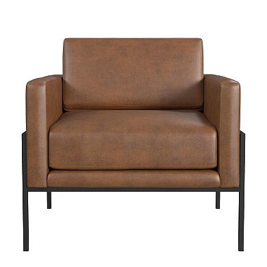 HomePop Faux Leather Metal Accent Chair