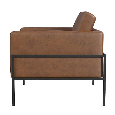HomePop Faux Leather Metal Accent Chair