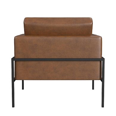 HomePop Faux Leather Metal Accent Chair