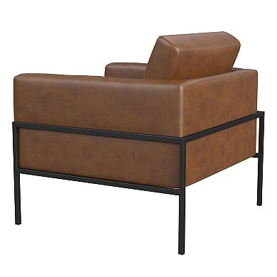 HomePop Faux Leather Metal Accent Chair