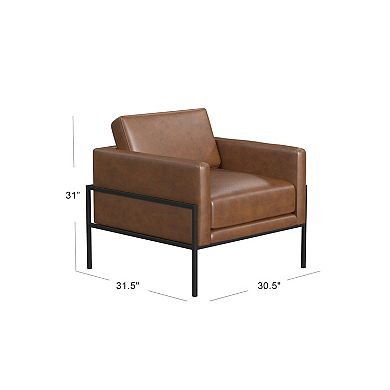 HomePop Faux Leather Metal Accent Chair