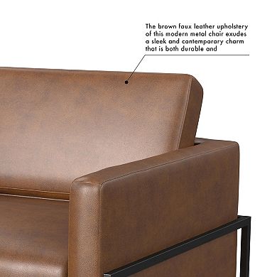 HomePop Faux Leather Metal Accent Chair