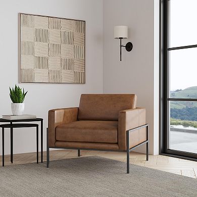 HomePop Faux Leather Metal Accent Chair