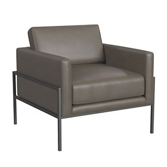 HomePop Faux Leather Metal Accent Chair