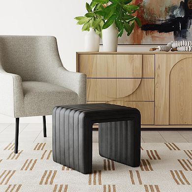 HomePop Modern Ribbed Channel Ottoman