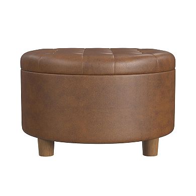 HomePop Round Tufted Storage Ottoman