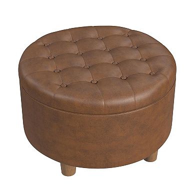 HomePop Round Tufted Storage Ottoman