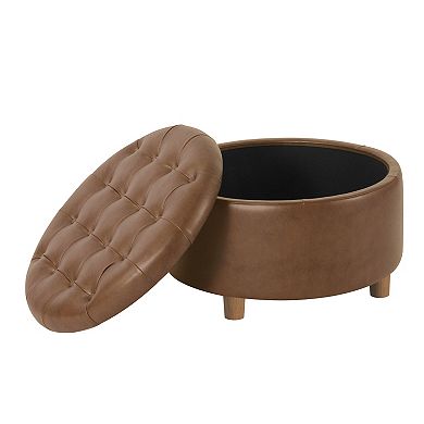 HomePop Round Tufted Storage Ottoman