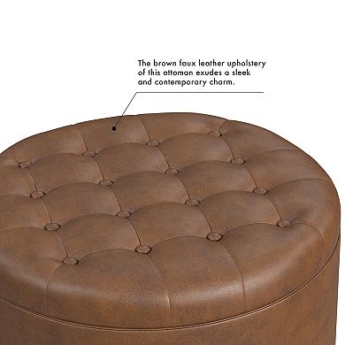 HomePop Round Tufted Storage Ottoman