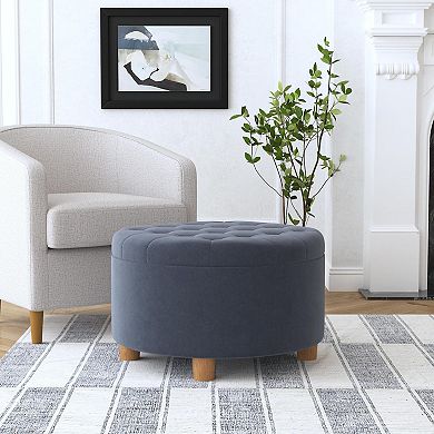 HomePop Round Tufted Storage Ottoman