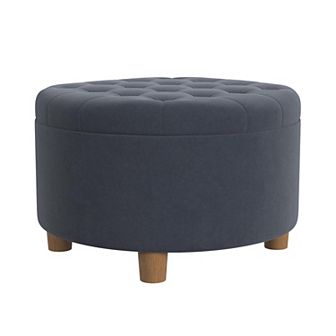HomePop Round Tufted Storage Ottoman