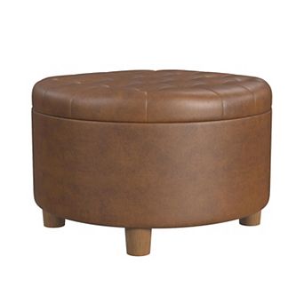 HomePop Round Tufted Storage Ottoman