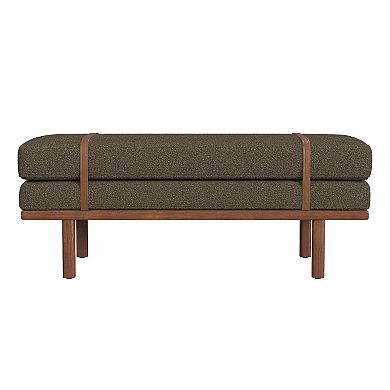 HomePop Upholstered Bench with Wood Base