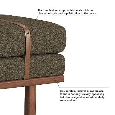 HomePop Upholstered Bench with Wood Base