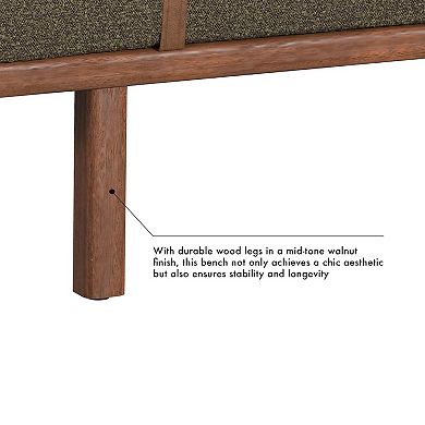 HomePop Upholstered Bench with Wood Base