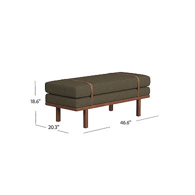 HomePop Upholstered Bench with Wood Base