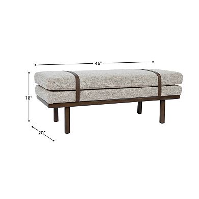 HomePop Upholstered Bench with Wood Base