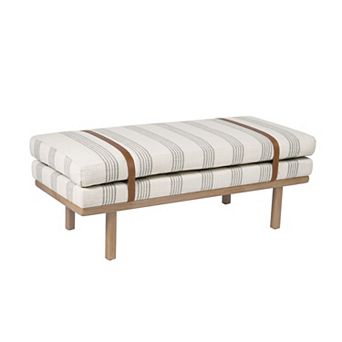 HomePop Upholstered Bench with Wood Base