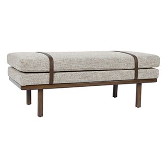 HomePop Upholstered Bench with Wood Base