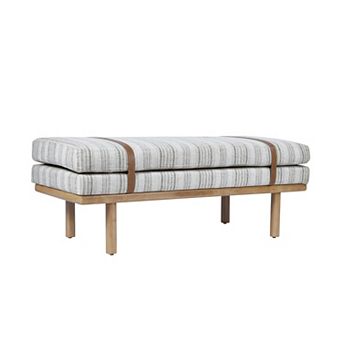 HomePop Upholstered Bench with Wood Base