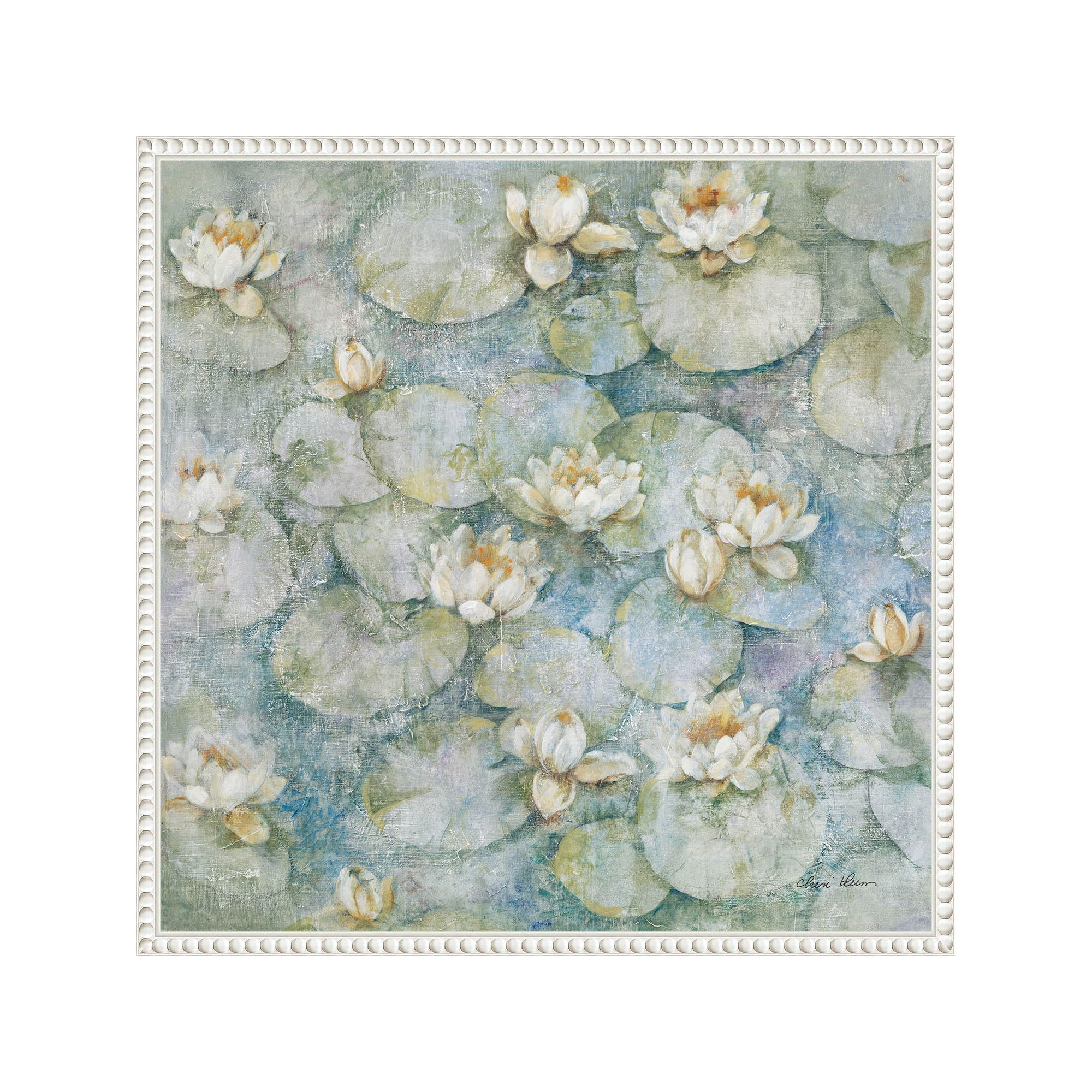 Amanti Art Water Lilies Framed Canvas Wall Art, White