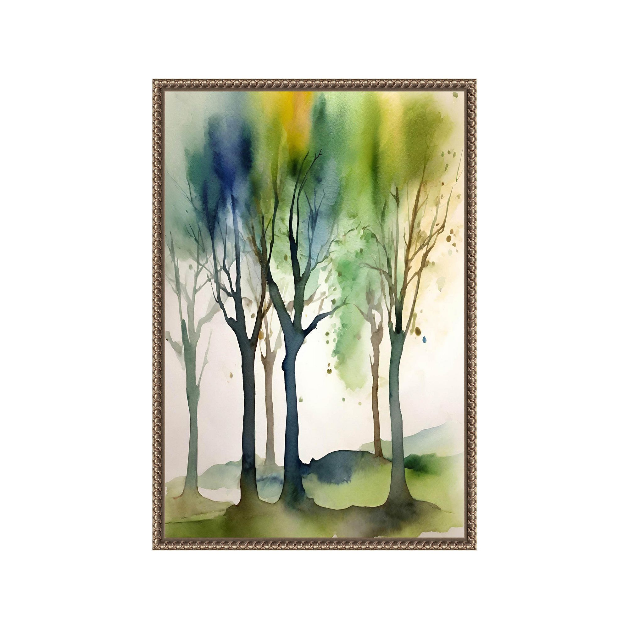 Amanti Art Watercolour Trees 1 Framed Canvas Wall Art, Bronze