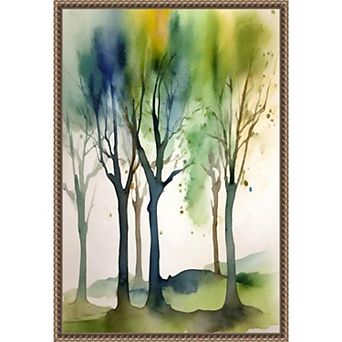 Amanti Art Watercolour Trees 1 Framed Canvas Wall Art