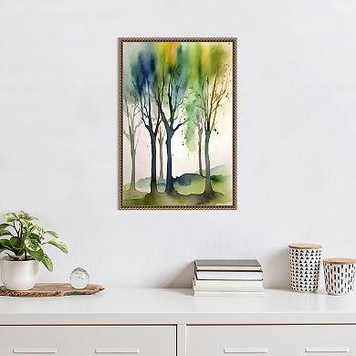 Amanti Art Watercolour Trees 1 Framed Canvas Wall Art