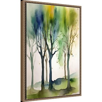Amanti Art Watercolour Trees 1 Framed Canvas Wall Art