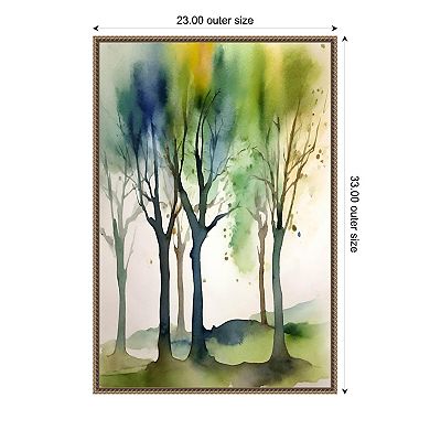 Amanti Art Watercolour Trees 1 Framed Canvas Wall Art