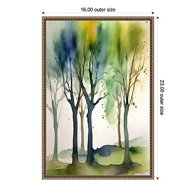 Amanti Art Watercolour Trees 1 Framed Canvas Wall Art