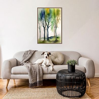 Amanti Art Watercolour Trees 1 Framed Canvas Wall Art