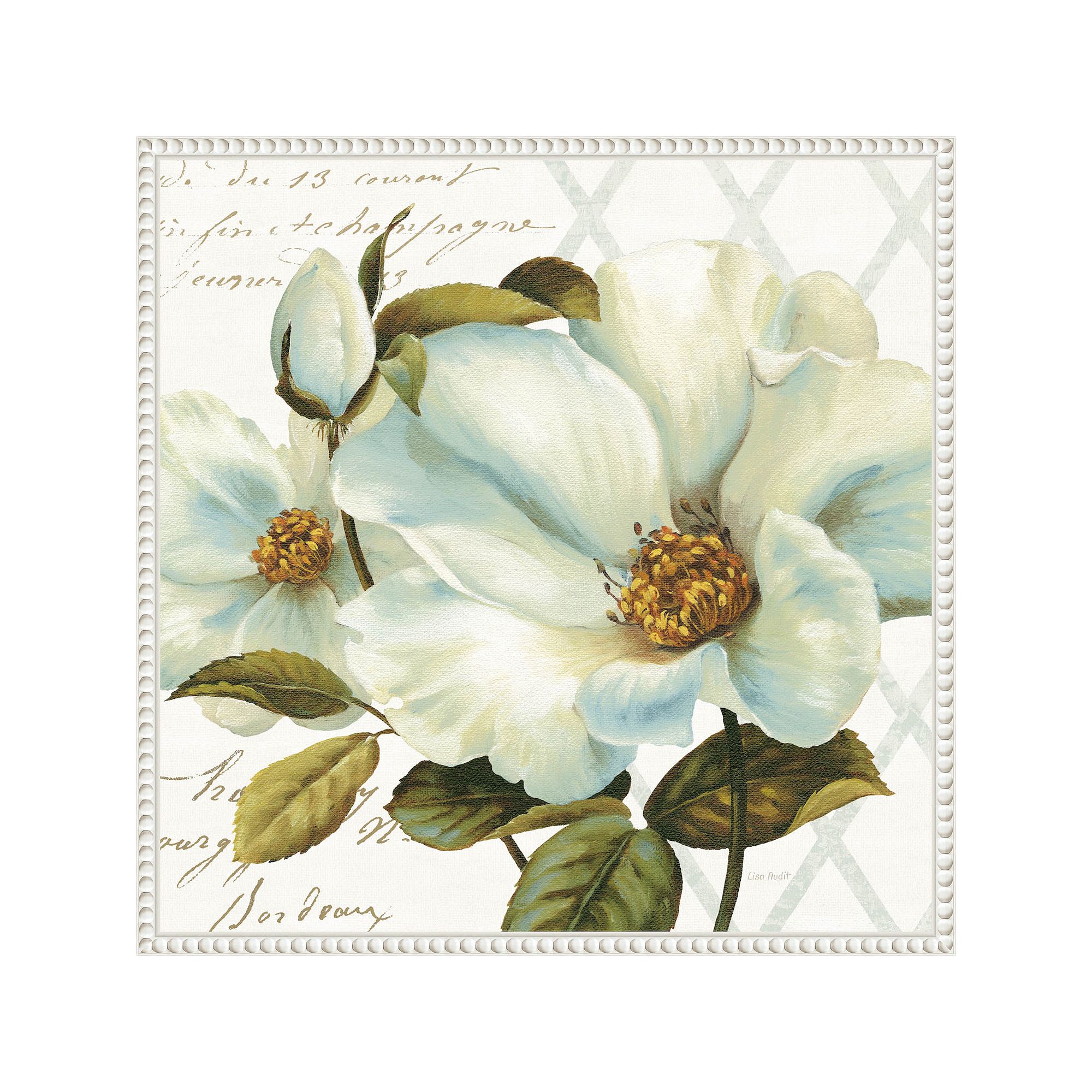 Amanti Art White Floral Bliss II Framed Canvas Wall Art