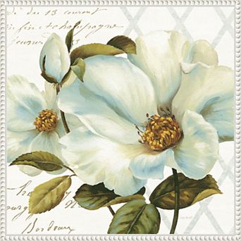 Amanti Art White Floral Bliss II Framed Canvas Wall Art