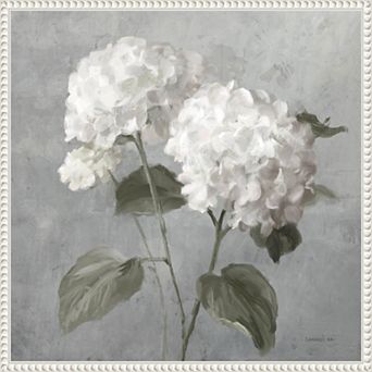 Amanti Art White Hydrangeas Framed Canvas Wall Art