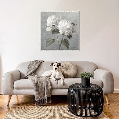 Amanti Art White Hydrangeas Framed Canvas Wall Art